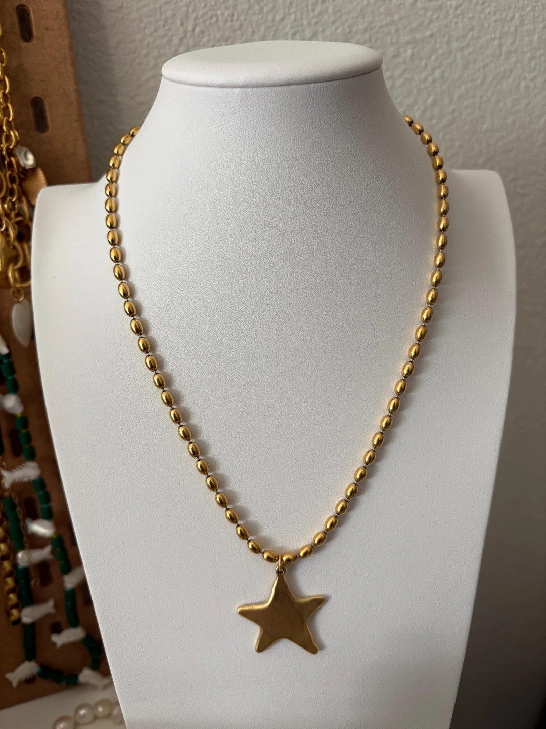 Antiqued Gold Star Charm Necklace - 18.5" Steel Chain - Etsy | Etsy (US)