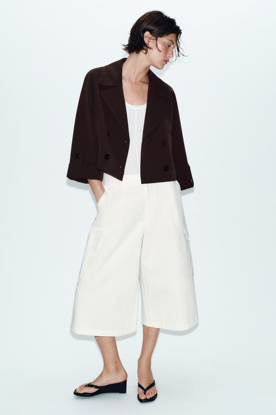 CROPPED TRENCH COAT WITH ROLLED SLEEVES | Zara US