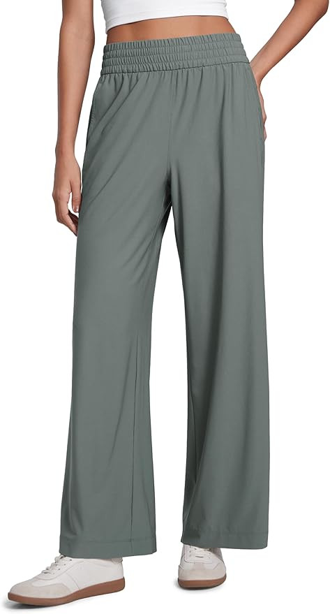 CRZ YOGA Lightweight Drapey Wide Leg Pants for Women 30" High Waisted Casual Lounge Travel Work L... | Amazon (US)