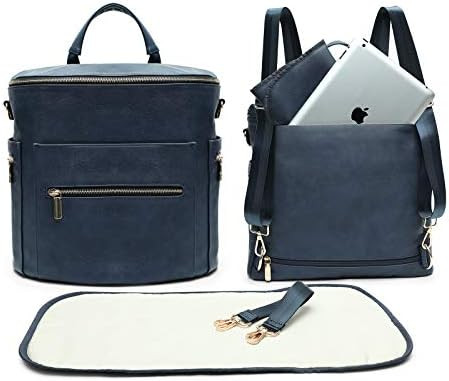 Leather Diaper Bag Backpack by Miss Fong, Baby Bag,Backpack Diaper Bag with Changing Pad,Wipes Po... | Amazon (US)
