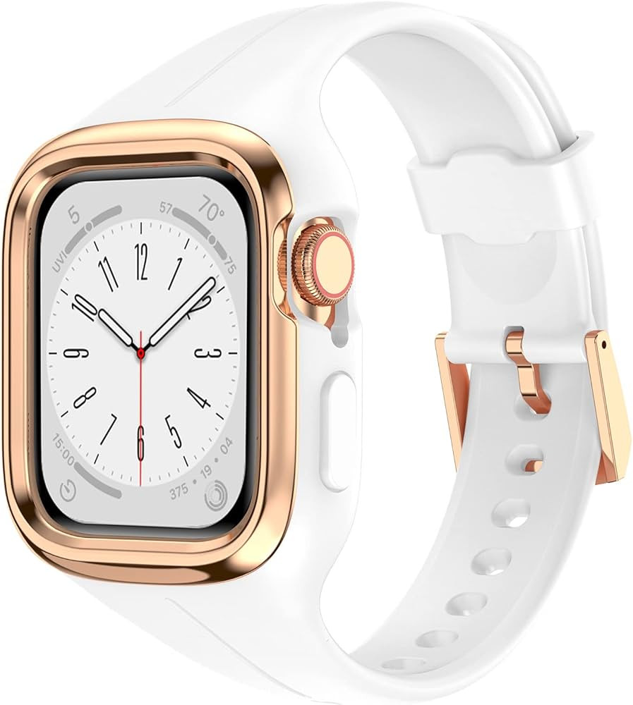 OUHENG Compatible with Apple Watch Band 41mm 40mm 38mm with Bumper Case, Women Sport Strap with R... | Amazon (US)