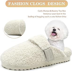 ONCAI Womens Fluffy Slippers,Cute Sherpa Faux Fur Scuff Garden Slip on House Slippers with Polar ... | Amazon (US)