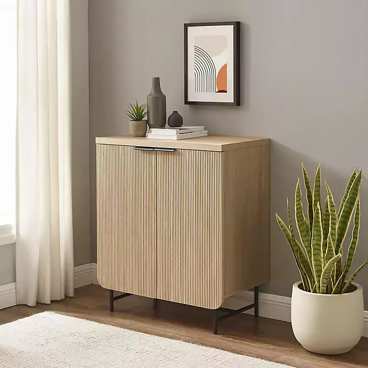 Natural Fluted Wood Scandinavian Cabinet | Kirkland's Home