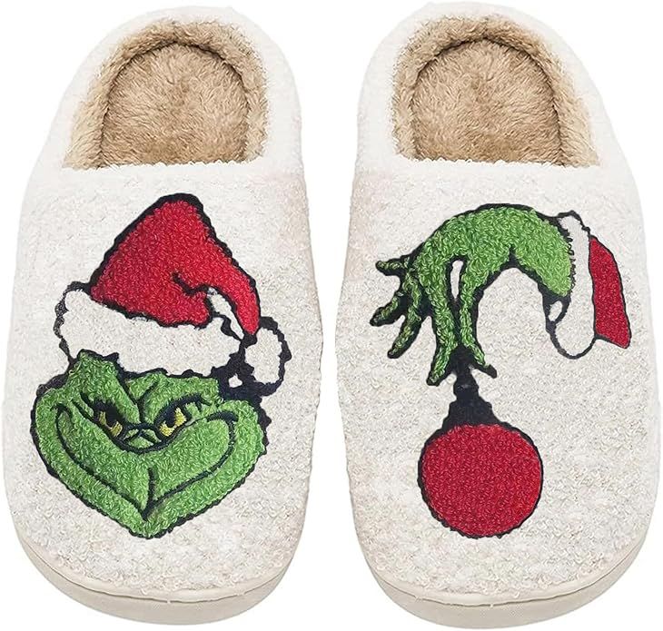 ODYQIG Women Men Cute Cartoon Christmas Slippers Winter Plush Funny Slippers Comfy Warm Furry Hou... | Amazon (US)