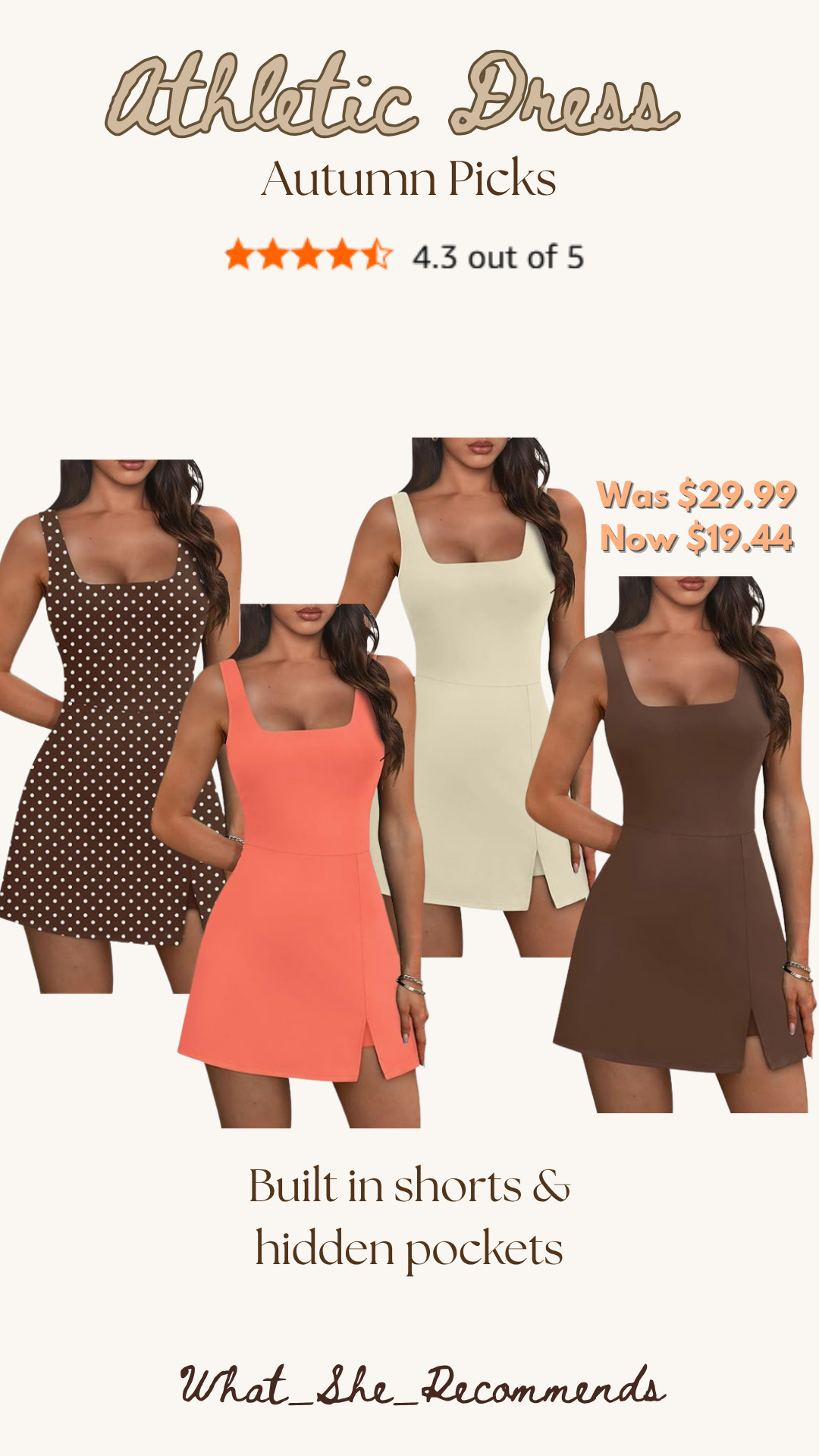 This athletic dress is soooo cute and on major sale! Love the polka dot one! These are just my autumn picks, more color options available! 

 

#LTKfitnessgoals #LTKActive #LTKSaleAlert