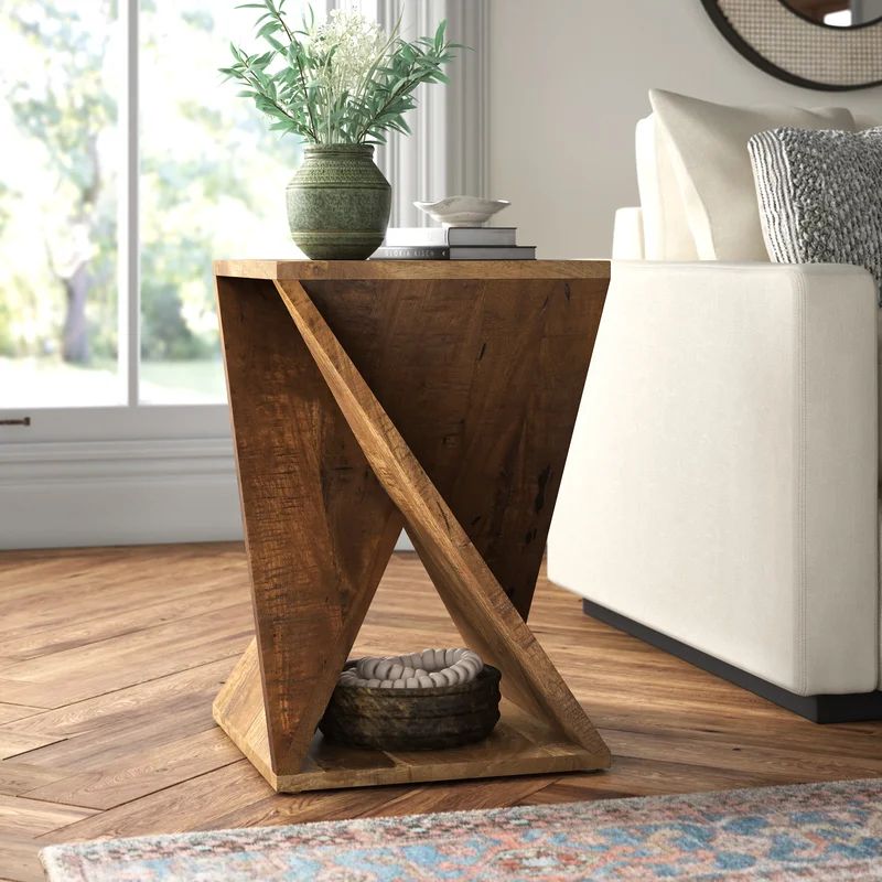 Rivera 24'' Tall Solid Wood Abstract End Table | Wayfair North America