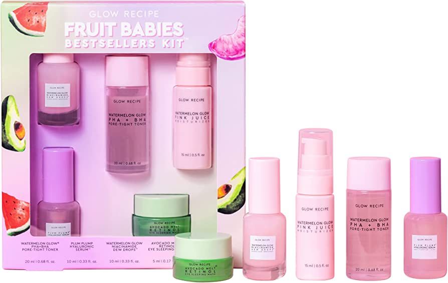 Glow Recipe Fruit Babies Skincare Kit - Gift Set with Retinol Eye Cream, Oil Free Face Moisturize... | Amazon (US)