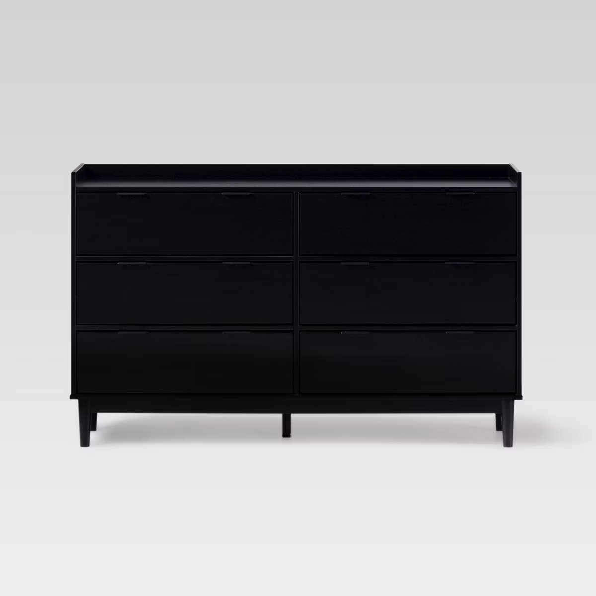 Mid-Century Modern Solid Wood 6 Drawer Double Dresser Black - Saracina Home: Pine Frame, Metal Ha... | Target