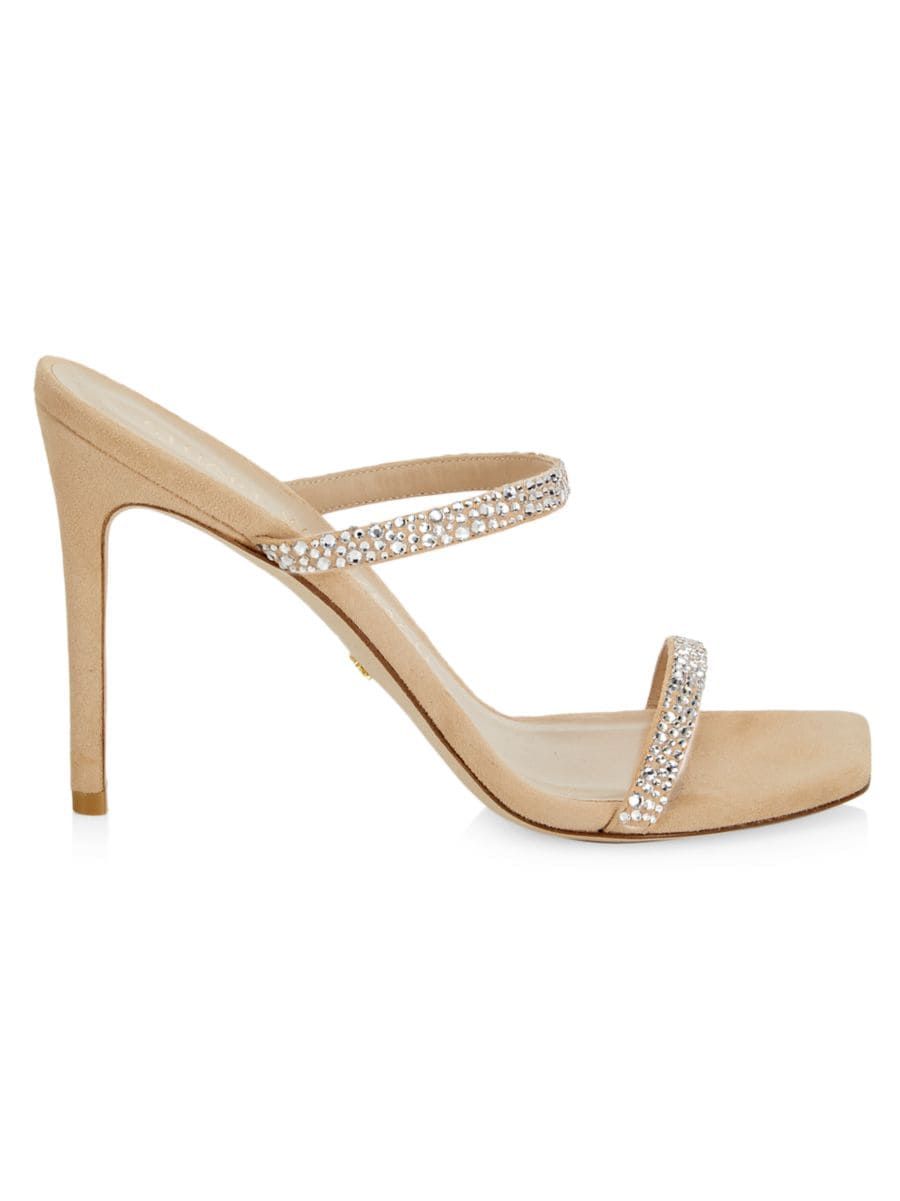 Stuart Weitzman Aleena Royale 100MM Embellished Suede Sandals | Saks Fifth Avenue