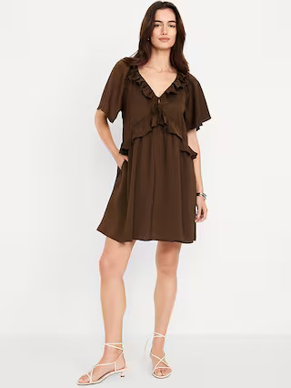 Satin Ruffle Mini Dress | Old Navy (US)