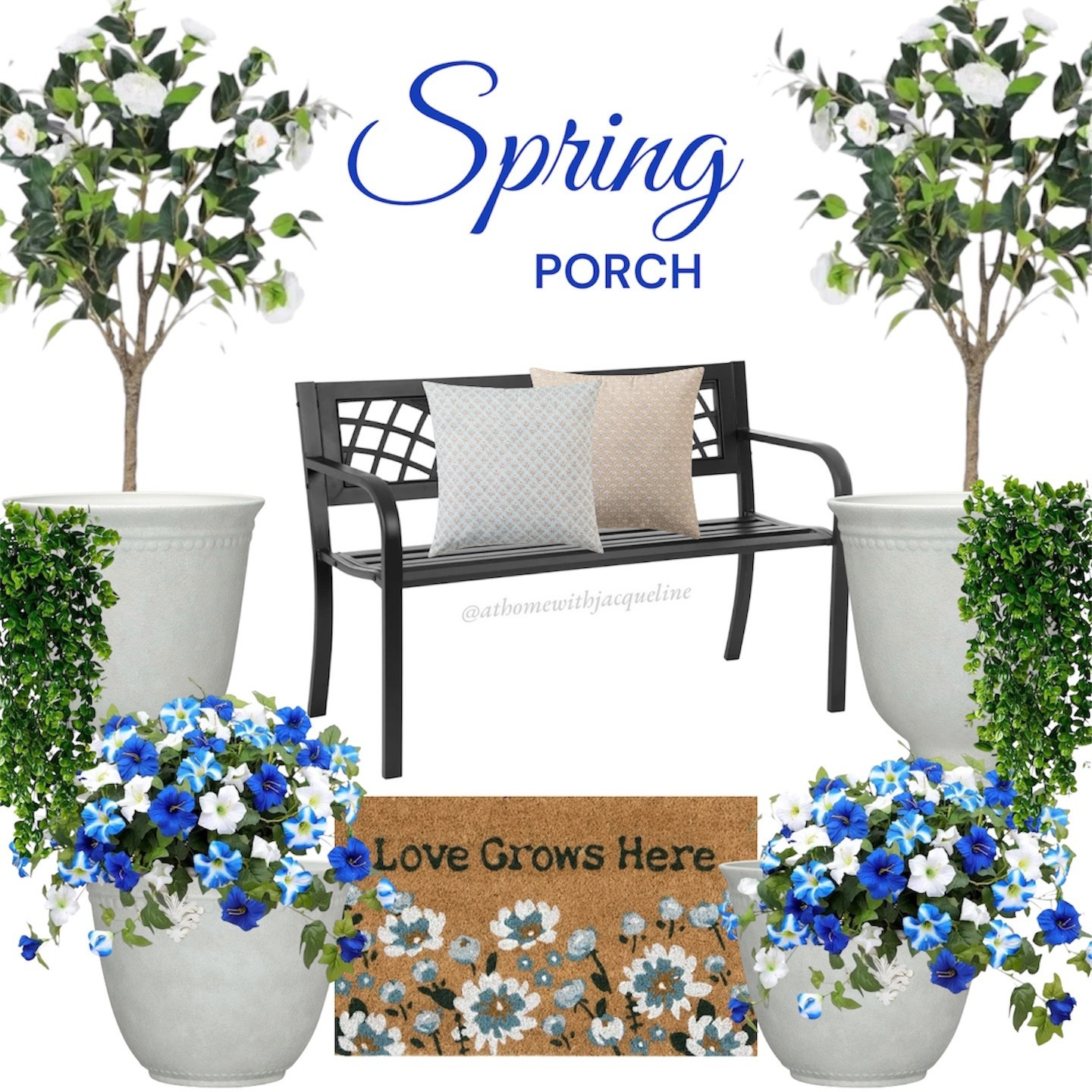 Spring porch. UV faux flowers. Planters  

#LTKSeasonal #LTKHome