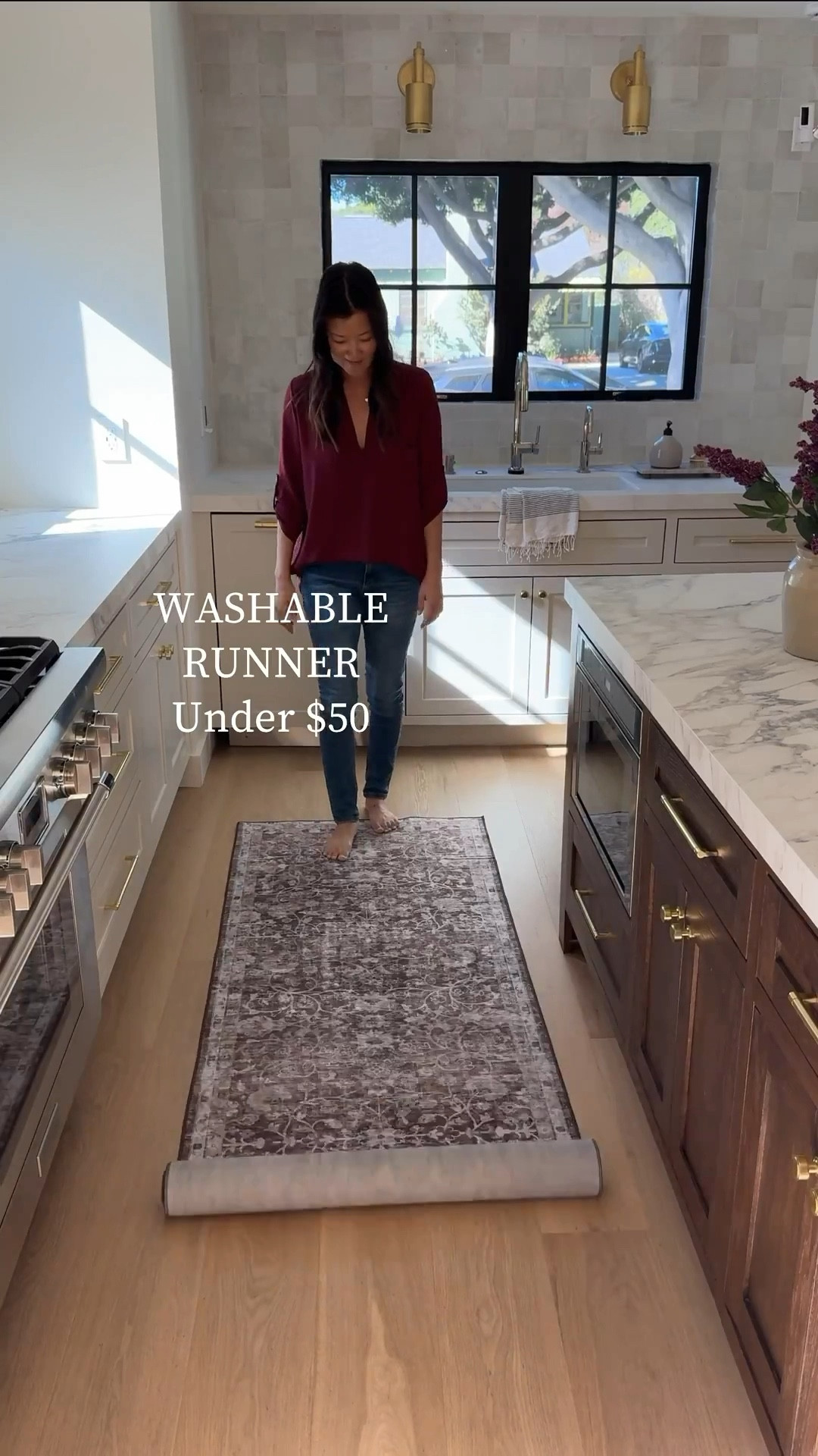 This washable runner is so soft under your feet and has the prettiest vintage looking design. I was so surprised it was washable! This rug is part of Wayfair’s Black Friday sale which starts NOW! Up to 80% off plus free shipping. I always get questions about washable runners and this is a great one!

@wayfair #Wayfair #Wayfairpartner

Vintage runner, dark rug, brass hardware, pull knob, white pendant, brass sconce, light kitchen faucet polished nickel 

#LTKHome #LTKFindsUnder100 #LTKSaleAlert