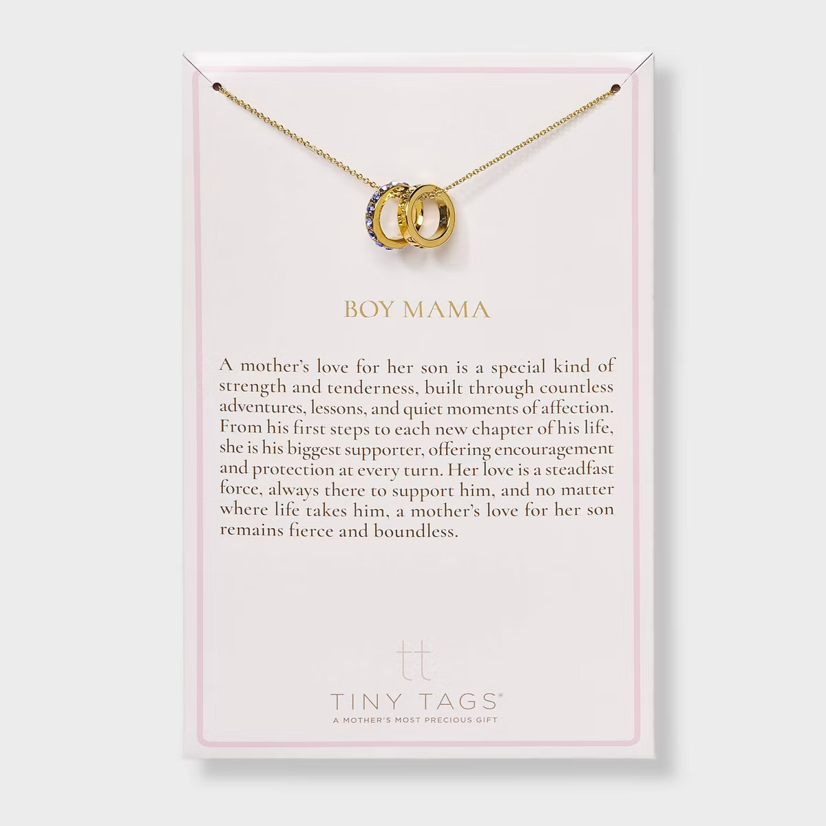 Tiny Tags 14K Gold Ion Plated Rhinestone Boy Mama Circle Pendant Necklace | Target