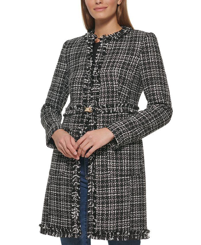 DKNY Long Tweed Topper Jacket & Reviews - Jackets & Blazers - Women - Macy's | Macys (US)