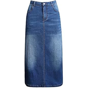 Women's Maxi Pencil Jean Skirt- High Waisted A-Line Long Denim Skirts for Ladies- Blue Jean Skirt | Amazon (US)
