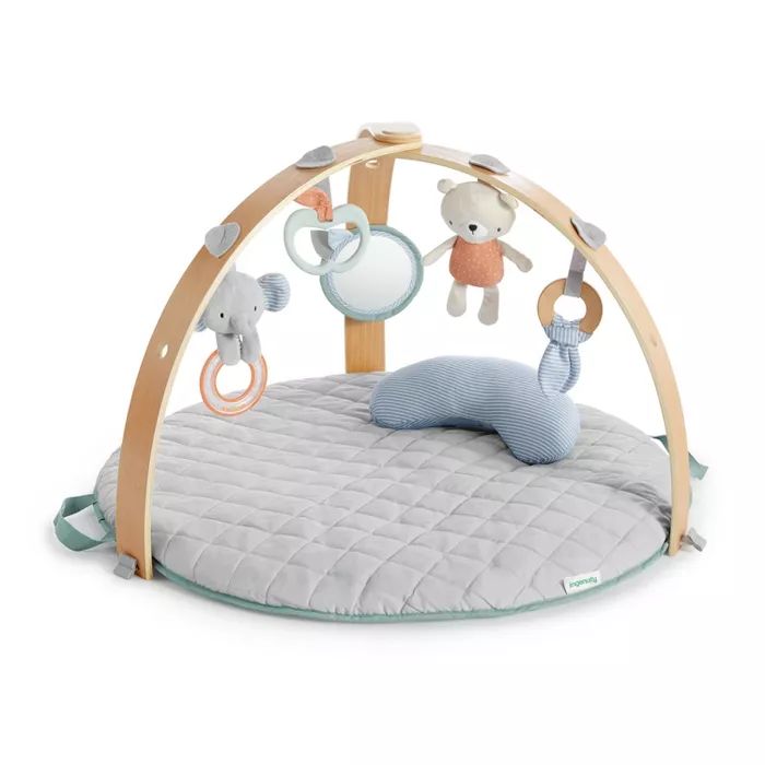 Ingenuity Cozy Spot Reversible Duvet Activity Gym with Wooden Toy Bar | Target