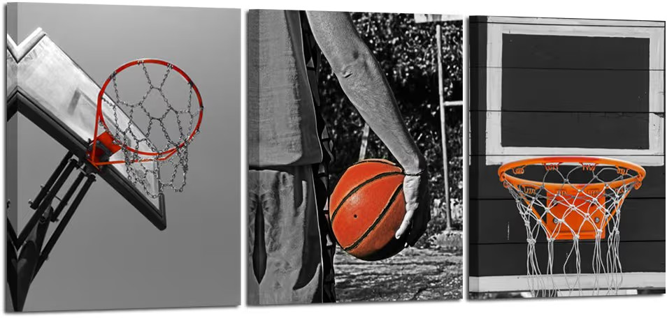 iKNOW FOTO 3 Piece Black and White Sports Canvas Wall Art Basketball Poster Art Prints Painting F... | Amazon (US)
