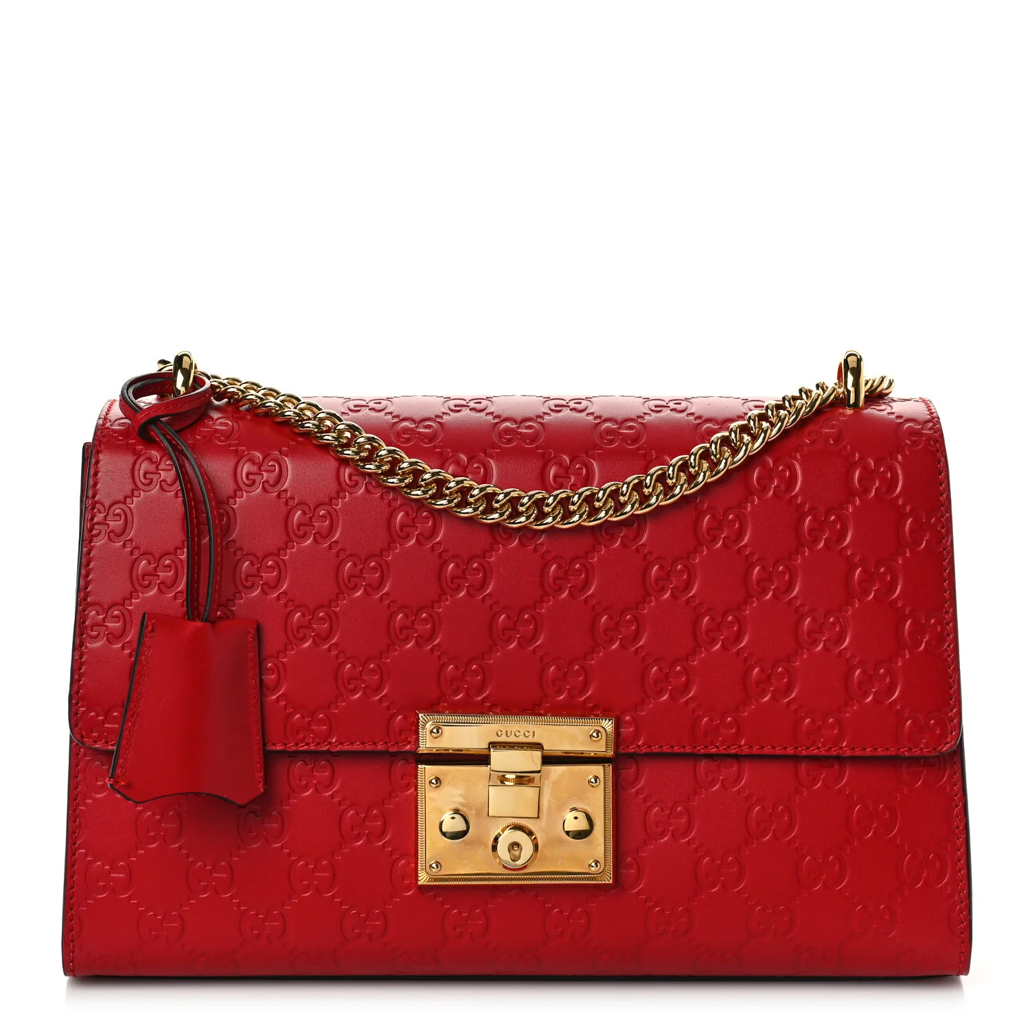 Guccissima Medium Padlock Shoulder Bag Hibiscus Red | FASHIONPHILE (US)