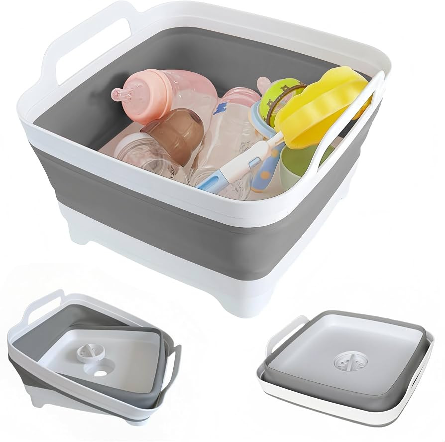 Collapsible Wash Basin for Baby Bottles - 2.4 Gallons Portable Wash Bin for RV Camping Sink, Spac... | Amazon (US)