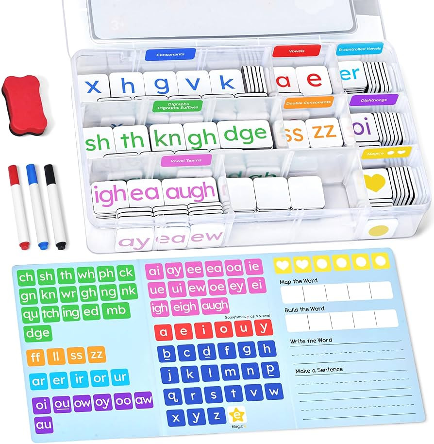 JoyCat 265 Phonics Magnetic Letter Tiles- Hooked on Phonics, ABC Reading Games Set with Word-Buil... | Amazon (US)