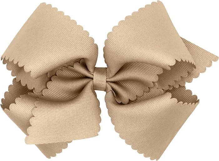 Wee Ones Girls' Classic Grosgrain Hair Bow with Scalloped Edges, No-Slip Hair Clip, Handmade, Oat... | Amazon (US)