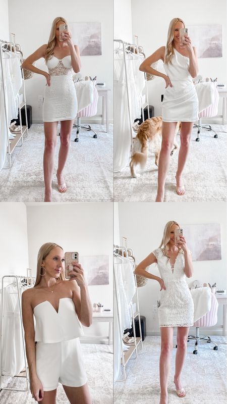 Lulus white dresses for the bride to be! 💍 These dresses would work as an engagement photoshoot dress, bridal shower dress, bachelorette party dress, engagement party dress or for any other bridal events! 

Wearing an XS in all of these.

Engagement photo outfits, engagement photo dress, engagement photos, lulus white dresses, lulus dresses, bride to be, bridal dresses, rehearsal dinner dress, bridal luncheon, bridal shower dress, white dresses, white lace dress, white mini dress, satin dress, bachelorette outfit for bride, bachelorette outfit bride

#LTKstyletip #LTKwedding #LTKCyberWeek