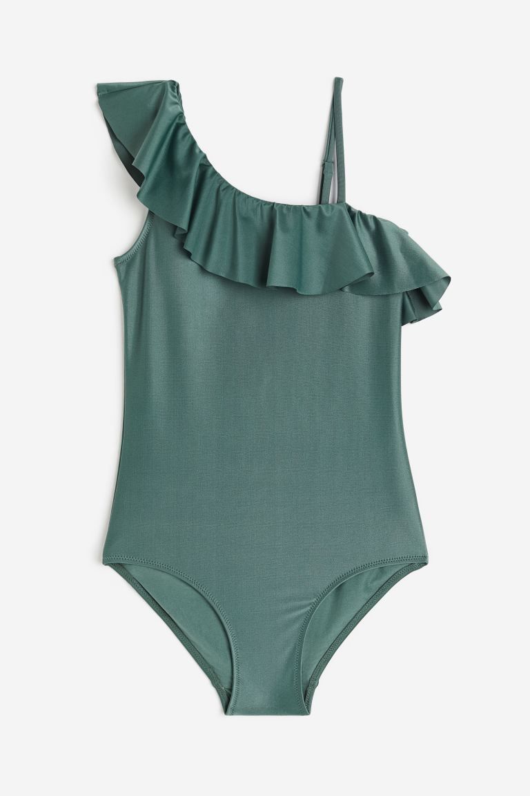 One-shoulder Swimsuit - Dark green - Kids | H&M US | H&M (US + CA)