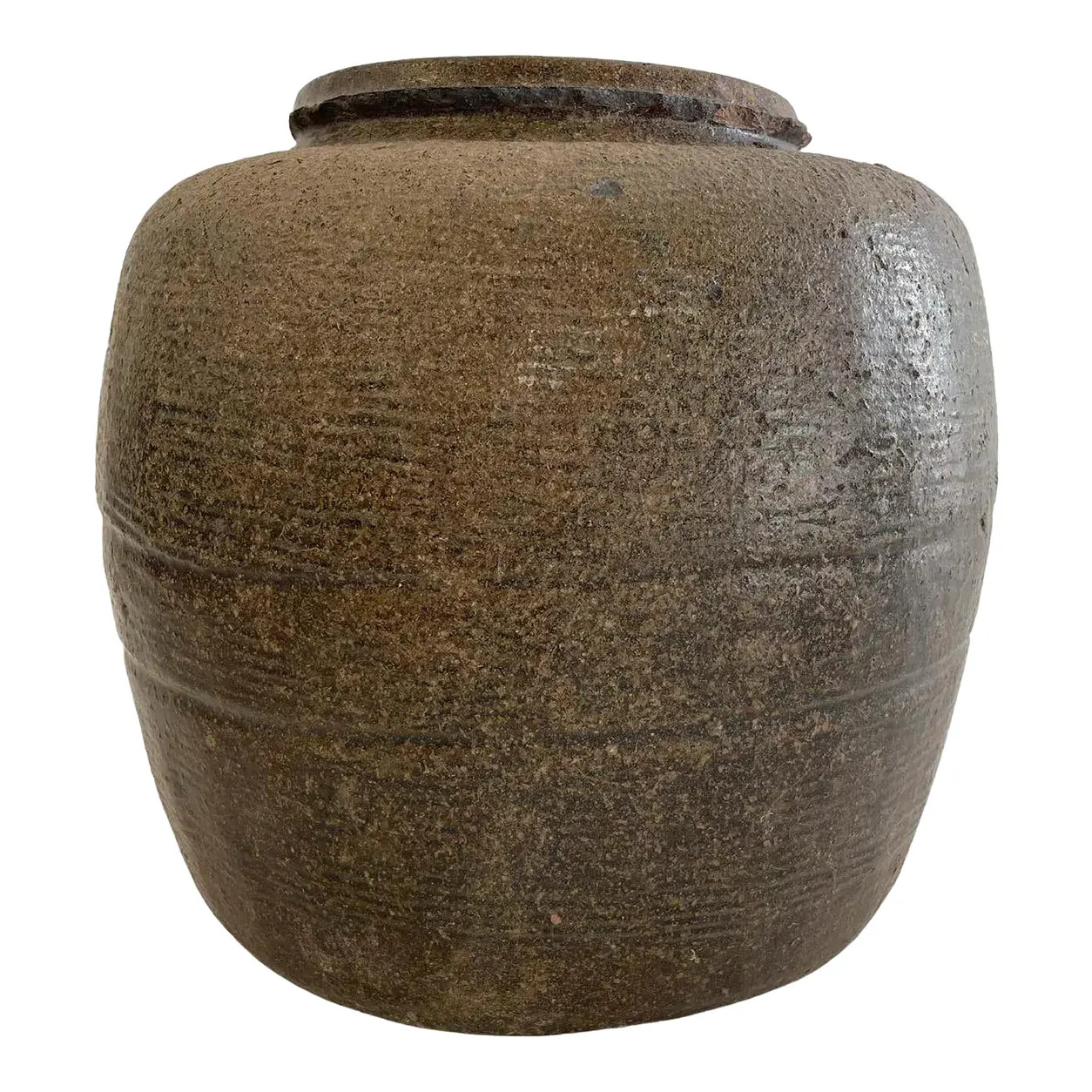 Late 20th Century Vintage Glazed Brown Pottery | Chairish