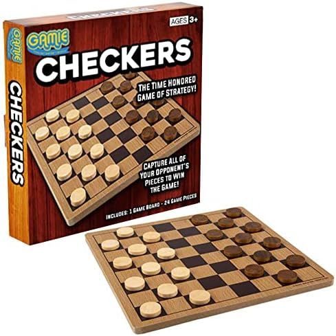 Gamie Wooden Checkers Board Game, Wood Family Board Game for Game Night, Indoor Fun and Parties, ... | Amazon (US)