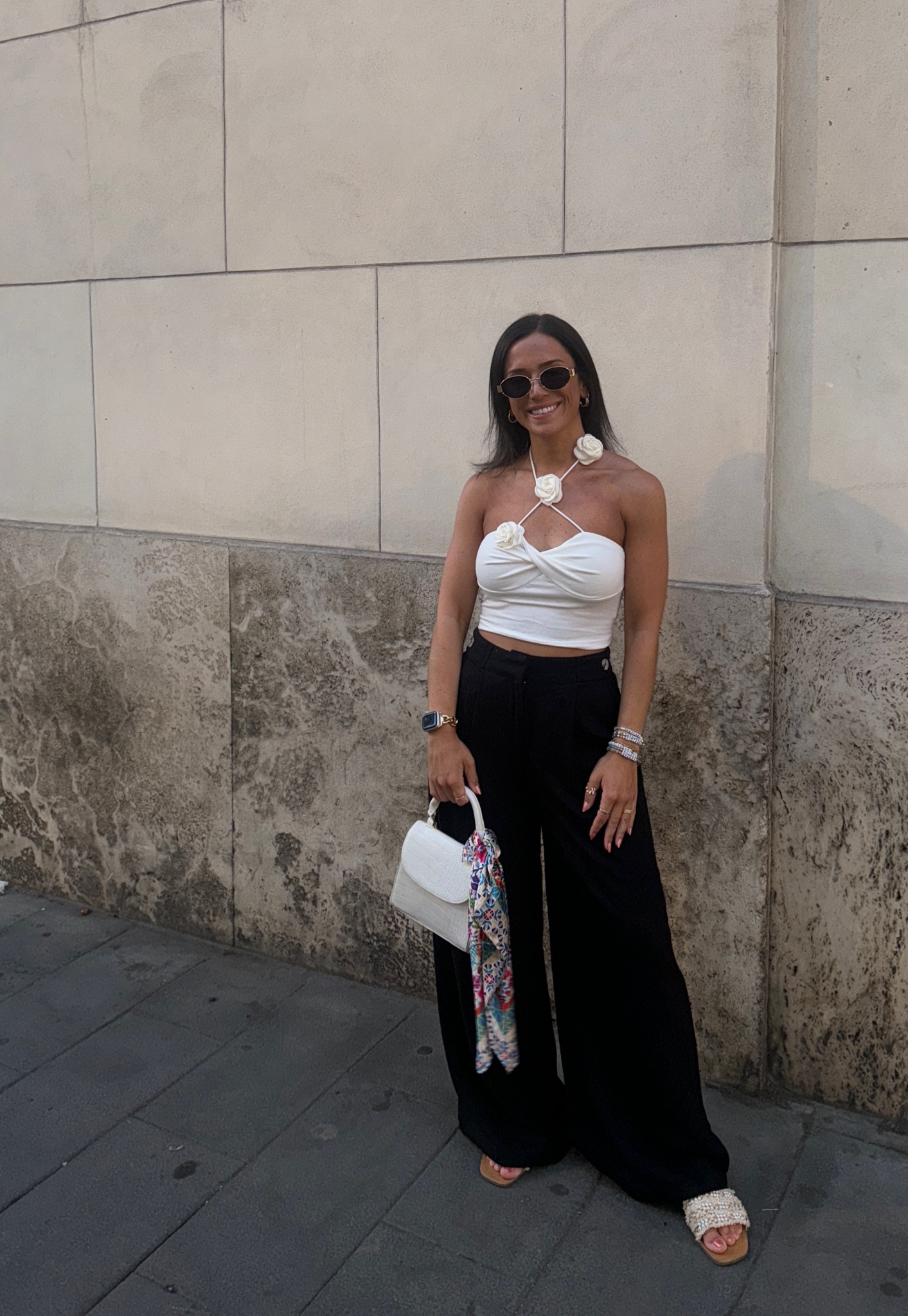 Obsessed with this cute tank from shein— wearing size small! And one of my fav bags from The Drop + I added a bandana too it. I got the House of Harlow pants from Marshall’s for a steal 😍😍 #italy #summeroutfit 

#LTKFindsUnder50 #LTKTravel #LTKSummerSales