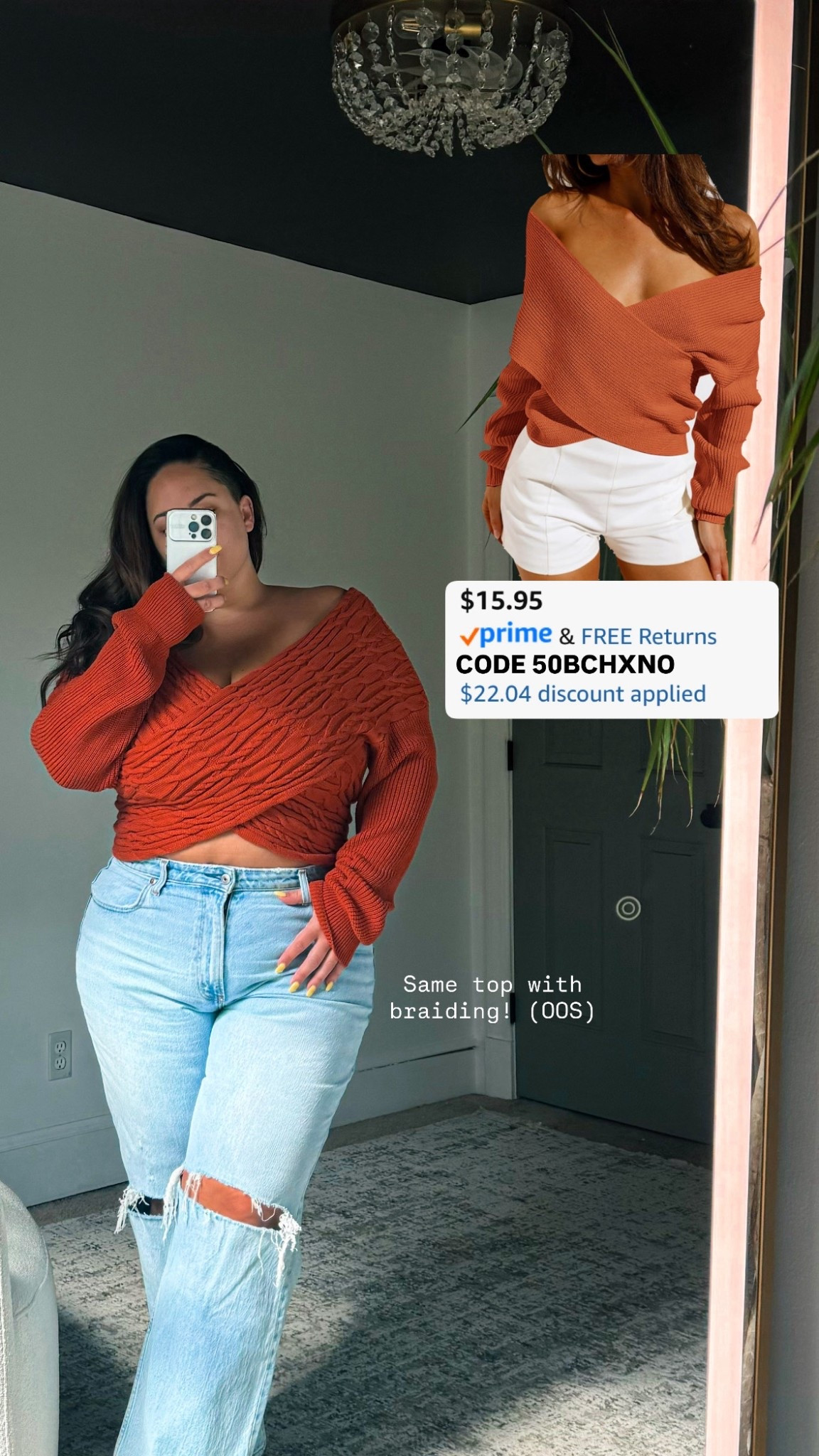 Sweater size XL
Jeans size 33
Bra size XXL

TO GET THIS DEAL: 
USE CODE 50BCHXNO @ CHECKOUT! 

Promo codes are entered are on the check out screen where you select payment method. 

Codes & coupons only work for a limited time! If you get an error, it may have maxed the color/size you selected.. so try another one. Sometimes it helps to check out one item at a time! 

SCREENSHOT TO EASILY COPY/PASTE PROMO CODE AT CHECKOUT! 

#affordablestyle #amazonstyle #amazondeals #summeroutfits #everydayoutfits #ltksalealert #dailydeals 

#LTKSaleAlert #LTKMidsize #LTKStyleTip