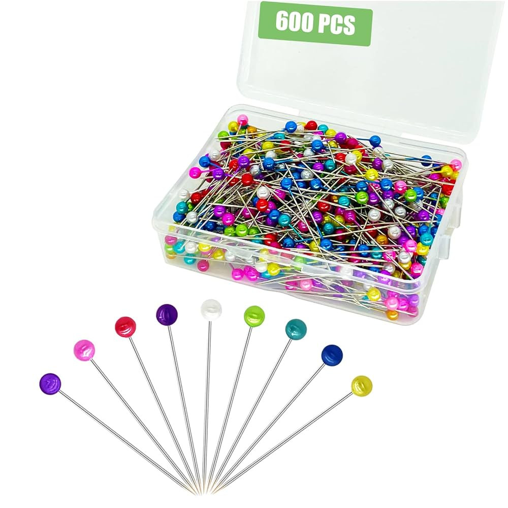600PCS Sewing Pins Straight Pin for Fabric, Pearlized Ball Head Quilting Pins Long 1.5inch, Multi... | Amazon (US)