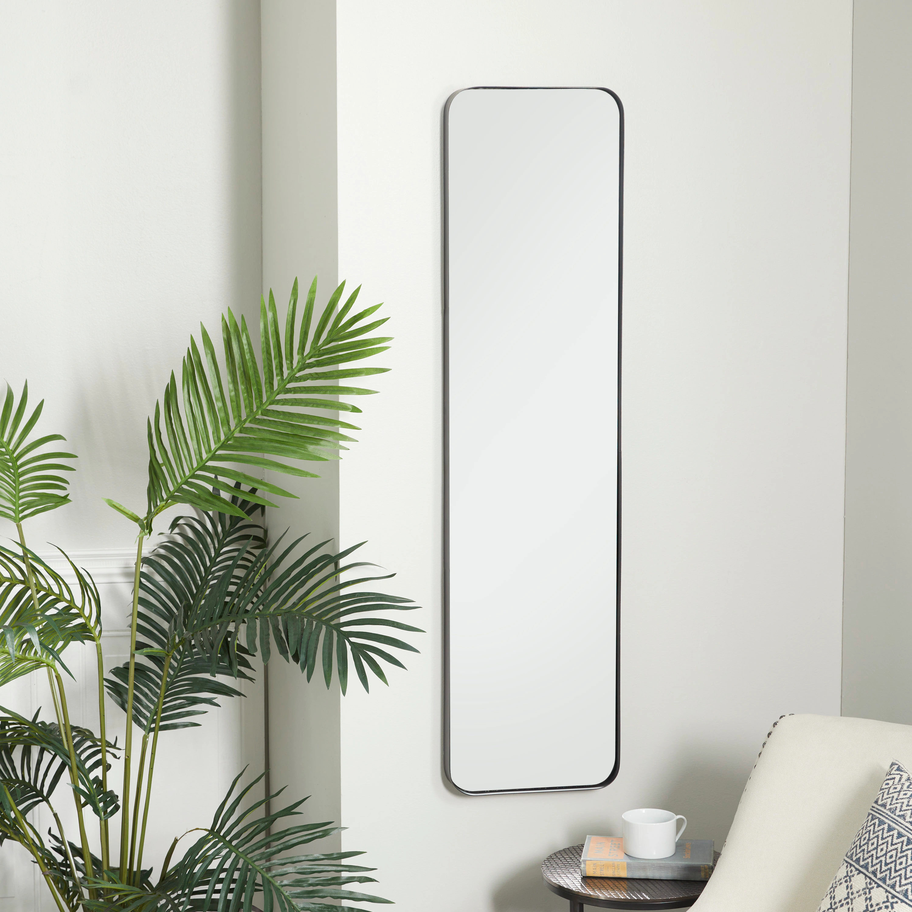 Grayson Lane 12-in W x 48.0-in H Rectangle Black with Thin Framed Wall Mirror one_size | 61493 | Lowe's