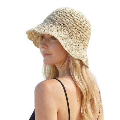 Anna-Kaci Women Crochet Bucket Hat Lightweight Breathable Summer Sun Hat Wide Brim Beach Hat, Beige | Target