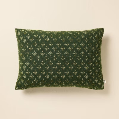 14"x20" Star Pattern Lumbar Throw Pillow Tonal Green - Hearth & Hand™ with Magnolia | Target