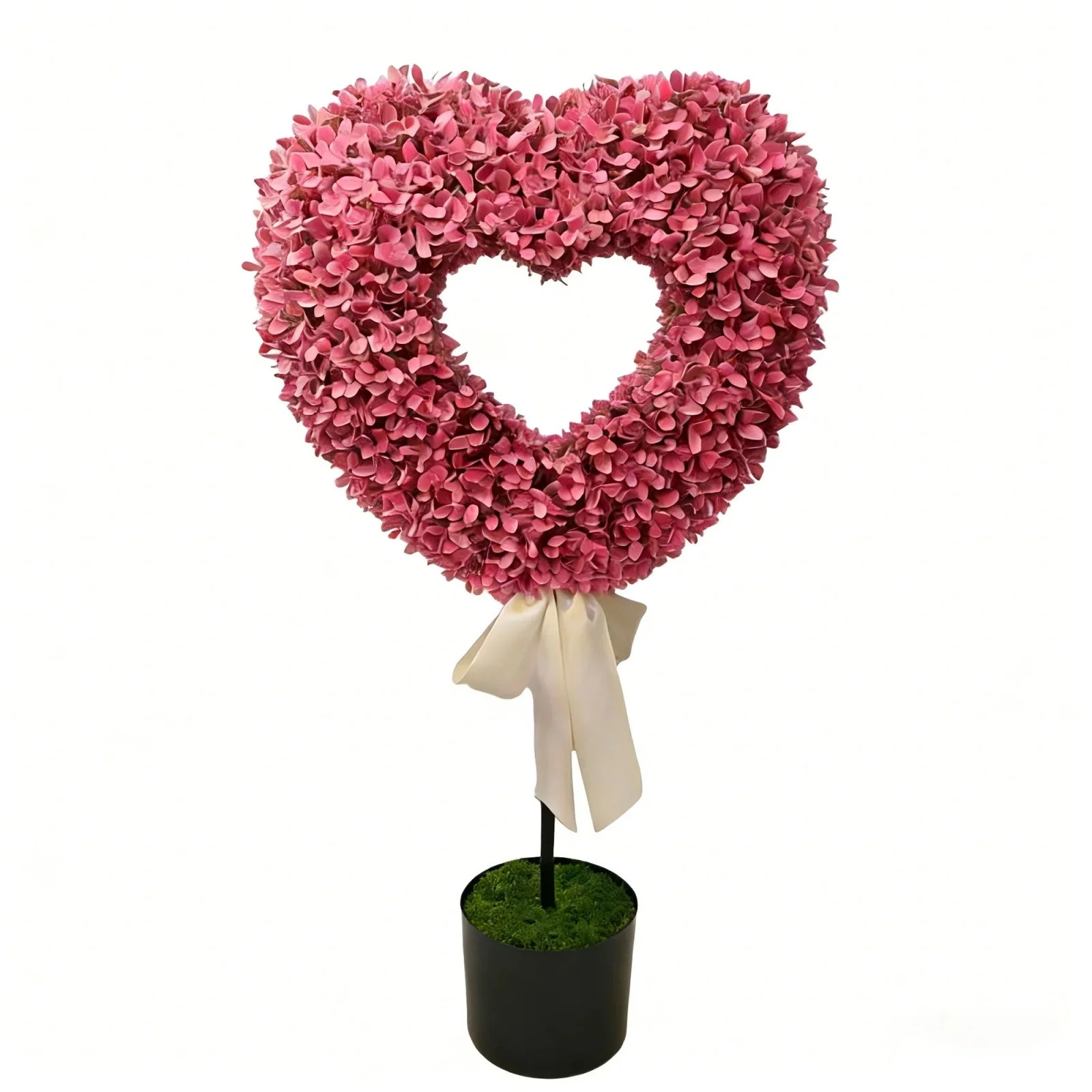 Boxwood Heart with Bow Topiary, Valentine's Day Heart Shaped Topiary Trees, Artificial Decoration... | Walmart (US)
