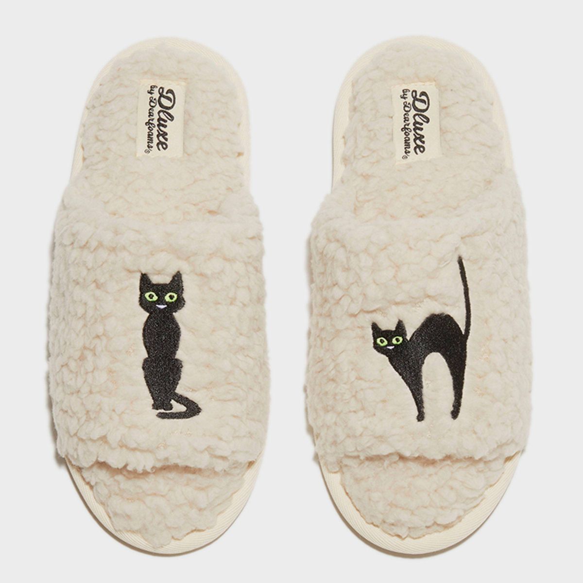 dluxe by dearfoams Women's Halloween Cat Slippers - Cream | Target
