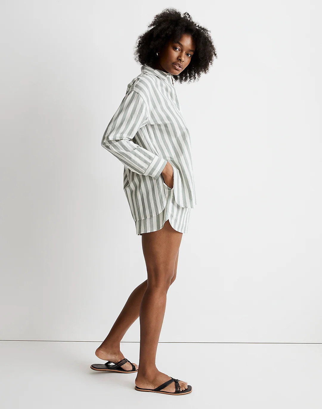 The Signature Poplin Oversized Shirt in Springy Stripe | Madewell