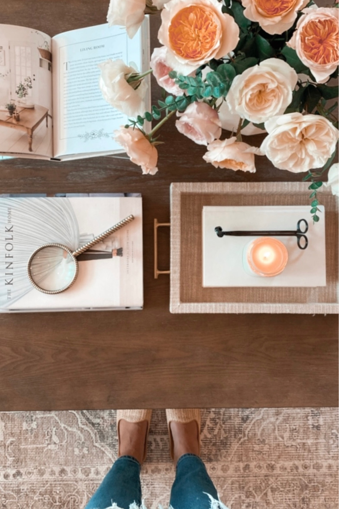 Coffee table styling 🌸 subtle Valentine’s Day decor 