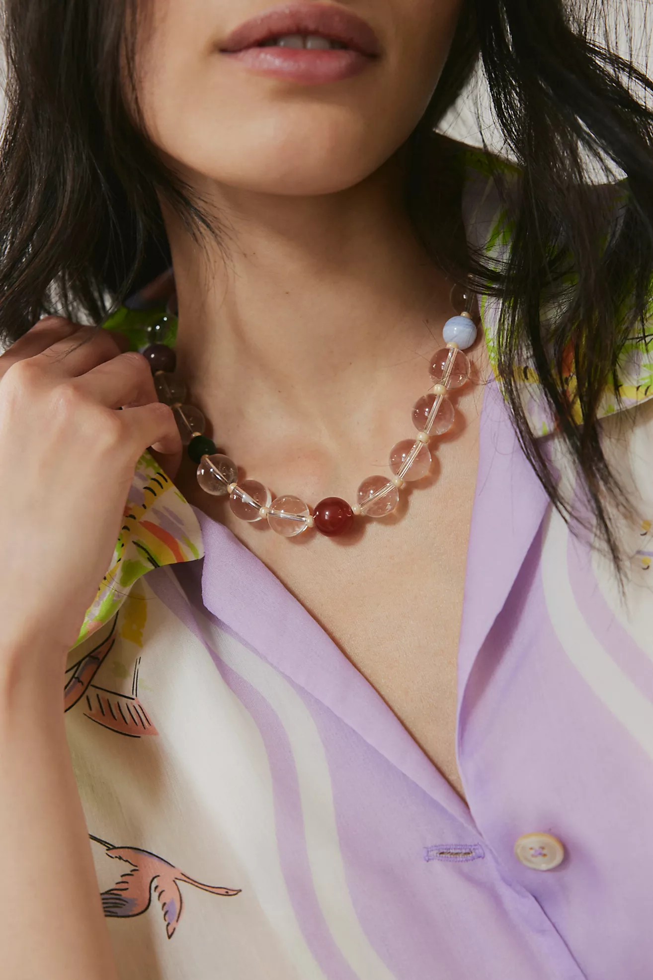 Clear Crystal Beaded Necklace | Free People FR