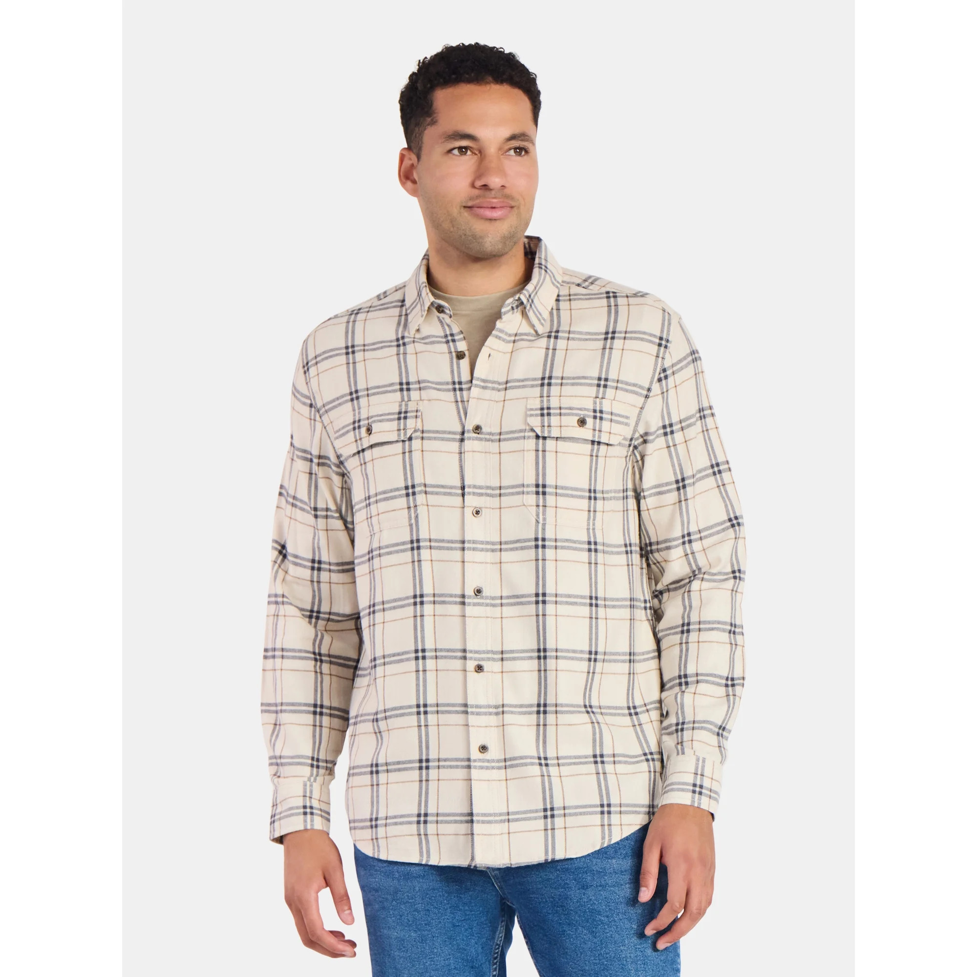 George Men's and Big Men's Double Pocket Flannel Shirt, Sizes XS-3XLT | Walmart (US)