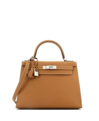 Pre-Owned HERMÈS Kelly 28 Handbag Brown Epsom with Palladium Hardware | Bloomingdale's Handbags | Bloomingdale's (US)