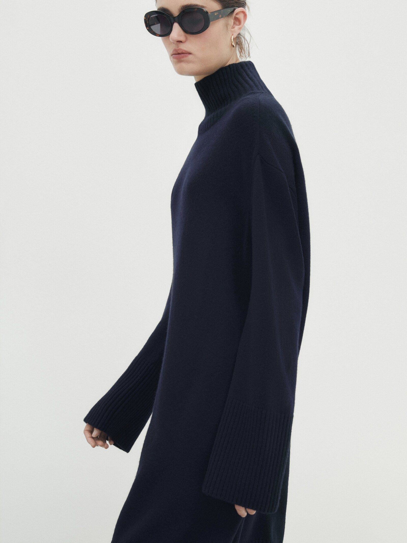 Short knit high neck dress | Massimo Dutti UK