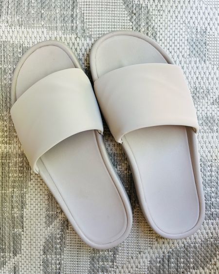 These slide sandals are so comfy! Look and feel like my Lulu 🍋 ones!!! 🙌🏼 (tts) 

#LTKTravel #LTKShoeCrush #LTKSwim