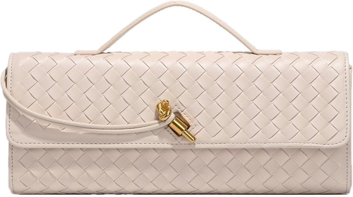 Evening Clutch Purse for Women,Handmade Woven Shoulder Bags Cute Handbag Pu Leather Satchels Cros... | Amazon (US)