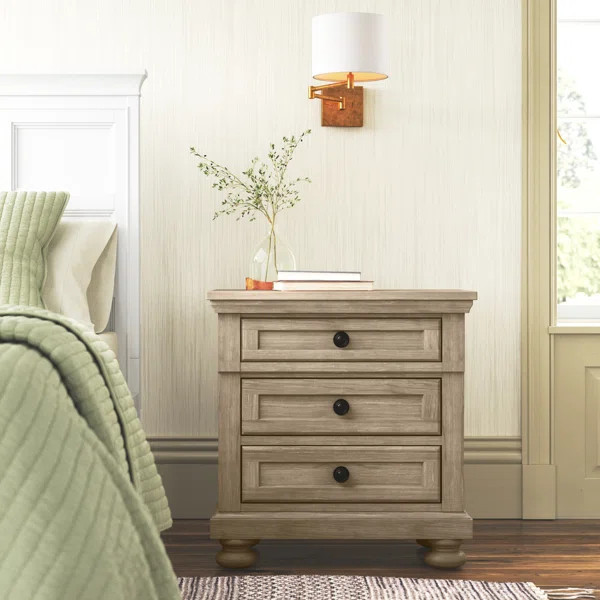 Friese 30'' Tall 3 - Drawer Solid Wood Nightstand | Wayfair North America