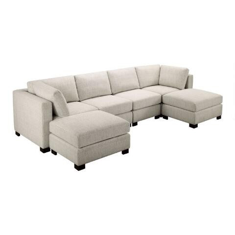 Cream Track Arm Hayes 6 Piece Modular Sofa With Ottomans | World Market