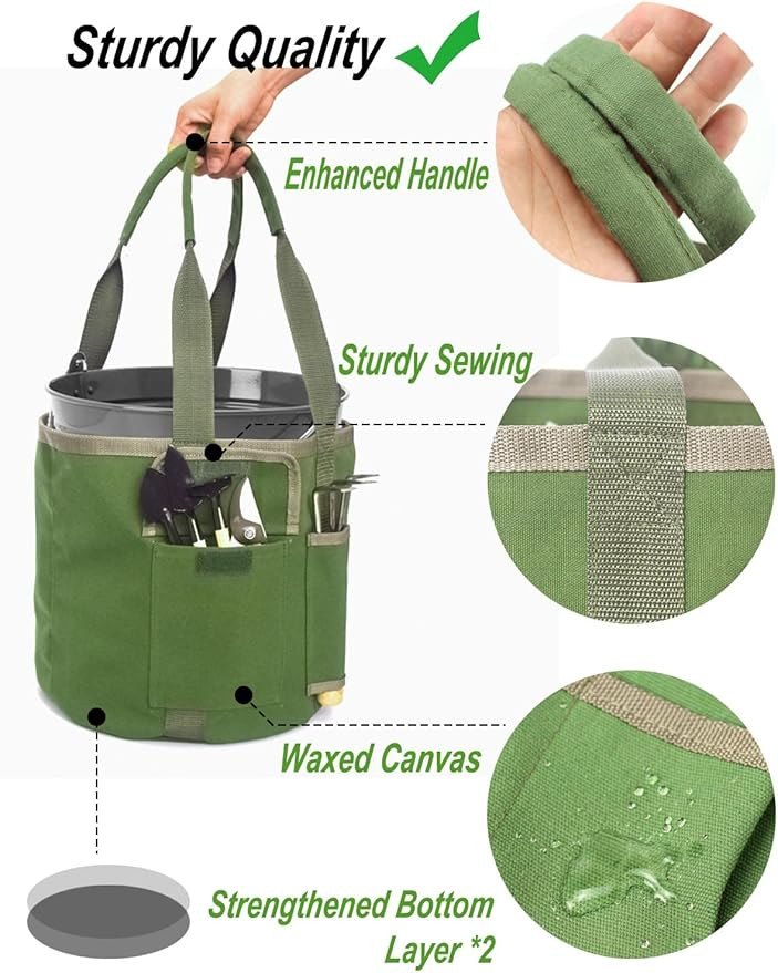 Garden Tools Bucket Bag,Gardening Organizer Tote for 5 Gallon Buckets with Pockets,Garden Bags fo... | Amazon (US)