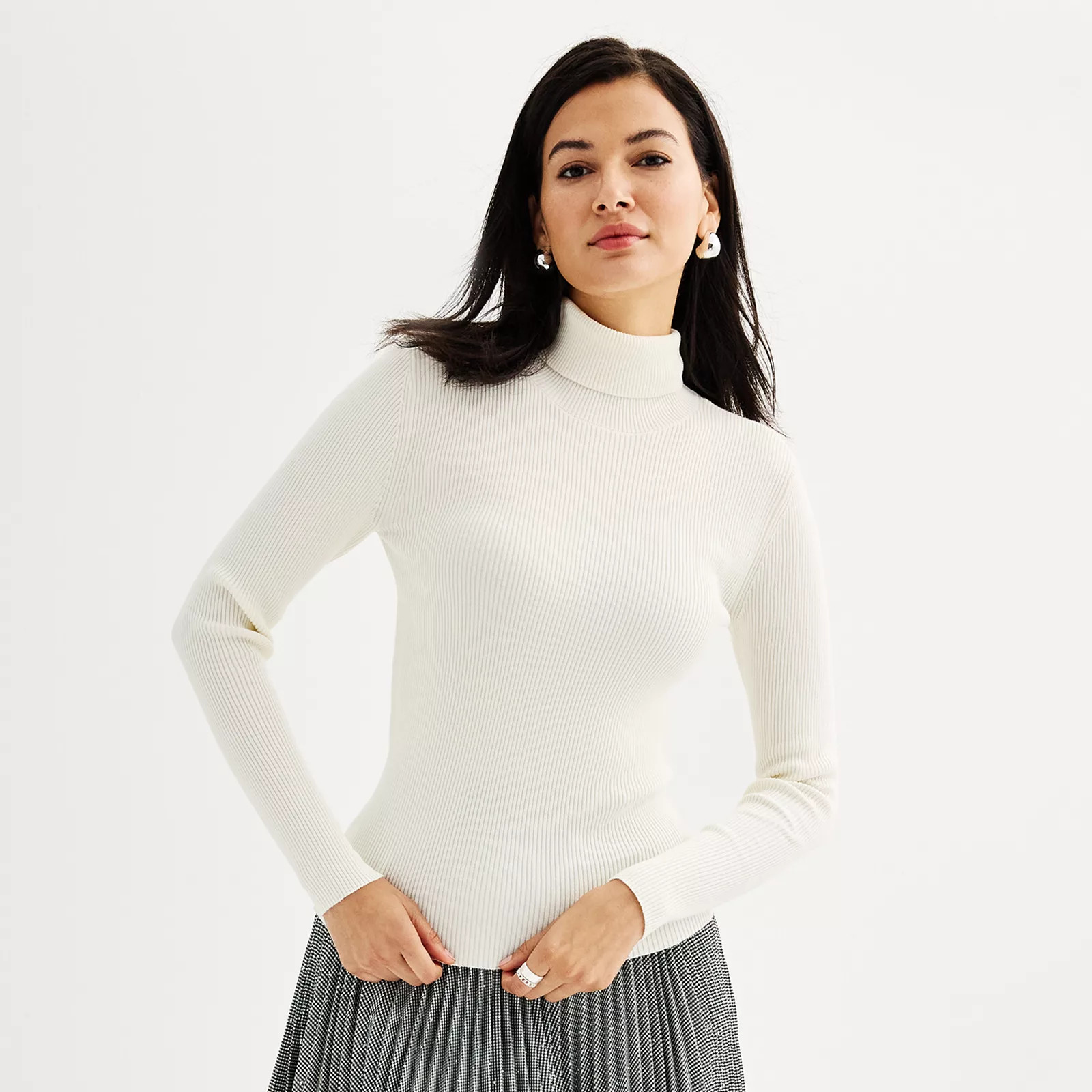 Women's Nine West Essential Ribbed Turtleneck Sweater, Size: XXL, Daisy Dew | Kohl's