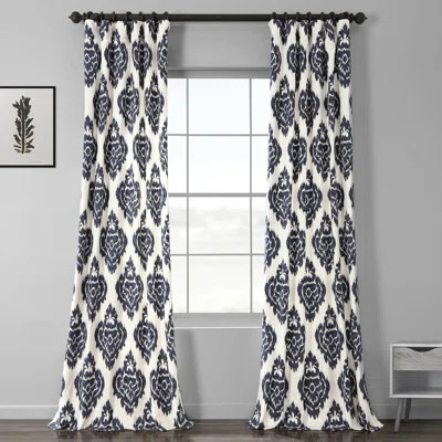 Atkins Room Darkening Cotton Damask Curtain Panel | Wayfair North America